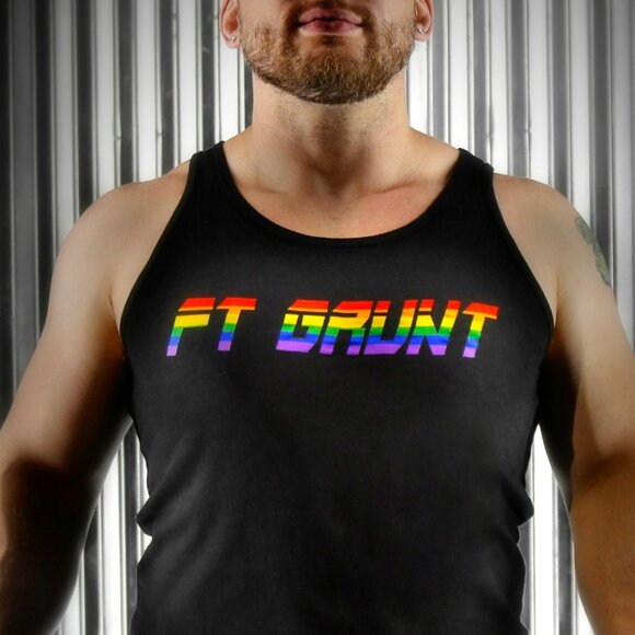 Fort Troff Size M Cotton Blend GRUNT PRIDE Tank Top - Black/PRIDE Colors - Picture 10 of 11